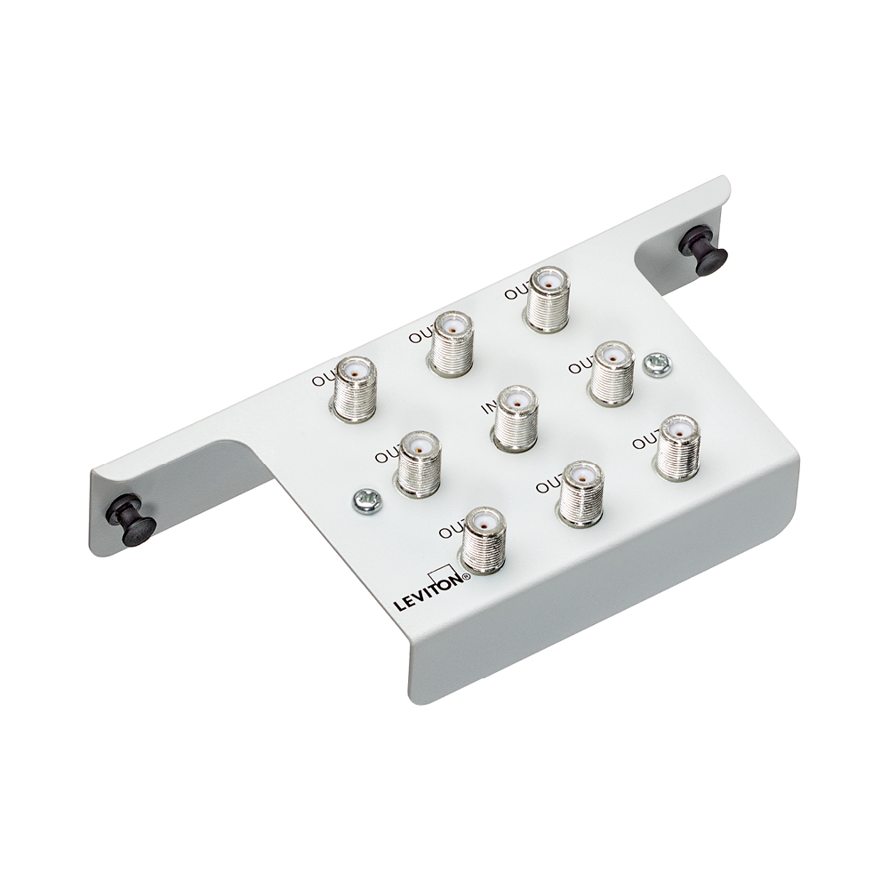 Product image for Leviton 47690-8C2 75 Ohm 2 Gigahertz White 1-Input Passive Video Splitter Module