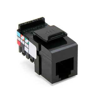 Product image for Leviton 41106-RE6 USOC Black Plastic Surface/Flush Mount Snap-In 6-Position 6-Conductor UTP Jack Voice Grade Connector
