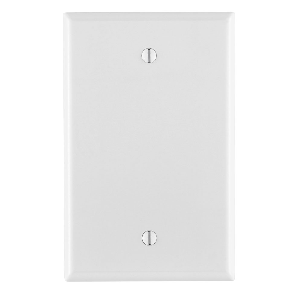 Product image for Leviton 80514-W 1-Gang No Device Blank Midway Size Thermoset Box Mount White Wallplate