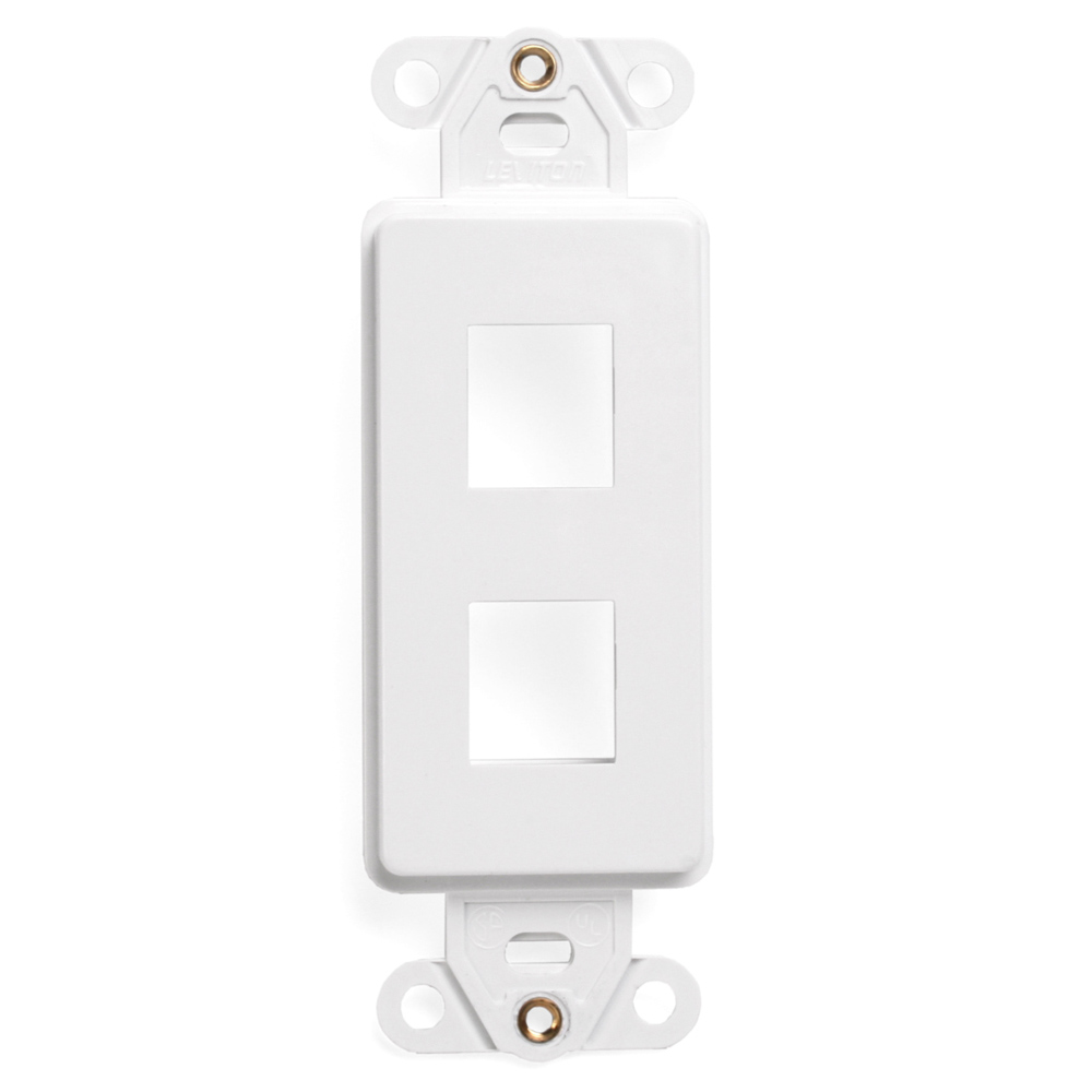 Product image for Leviton 41642-W 1.29 x 0.22 x 3.81 Inch 2-Port White Flush Mount Decorator Wallplate Insert