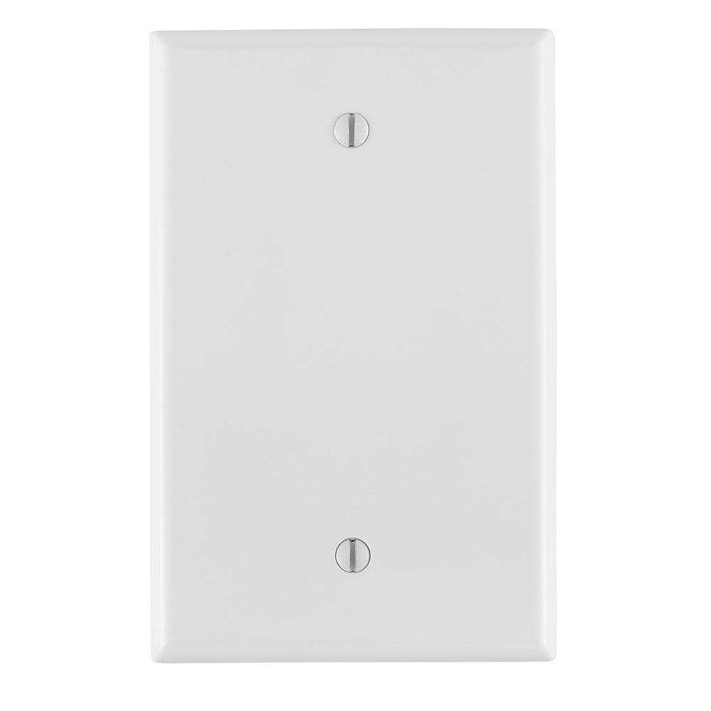 Product image for Leviton PJ13-W 3.125 x 0.255 x 4.875 Inch 1-Gang Smooth White Thermoplastic Nylon Box Mount Midway Blank Wallplate