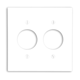 Product image for Leviton 88052 2-Gang 1.406" Hole Wallplate, Thermoset, White