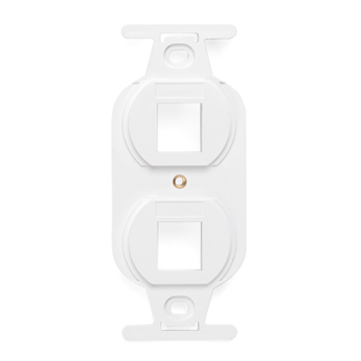 Product image for Leviton 41087-2WP 1.74 x 0.45 x 4.1 Inch 2-Port White Plastic Flush Mount Standard 106 Duplex Decorator Wallplate Insert