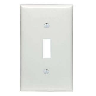 Product image for Leviton 80701-W 1-Gang White Thermoplastic Nylon Toggle Switch Wallplate