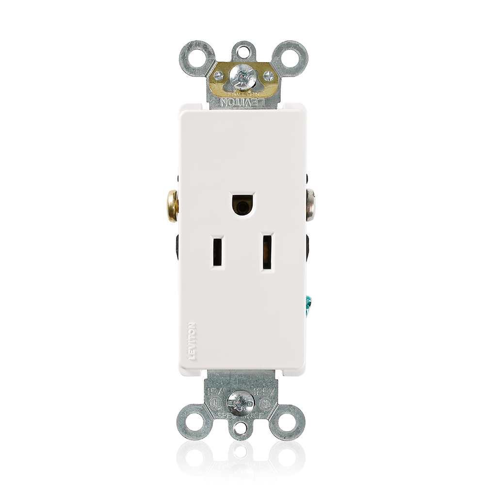 Product image for Leviton 16251-W 125 Volt 15 Amp 2-Pole 3-Wire NEMA 5-15R 1/2 Hp White Thermoplastic Nylon Straight Blade Single Receptacle