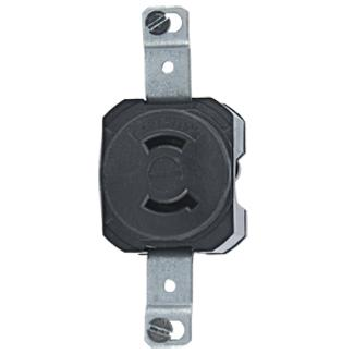 Product image for Leviton 7535 125 Volt 15 Amp 2-Pole 2-Wire NEMA L1-15R Black Nylon Non-Grounding Locking Receptacle