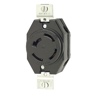 Product image for Leviton 7410-B 120/208 Volt Star 20 Amp 4-Pole 4-Wire Non-NEMA Black Nylon Non-Grounding Flush Mount Locking Receptacle