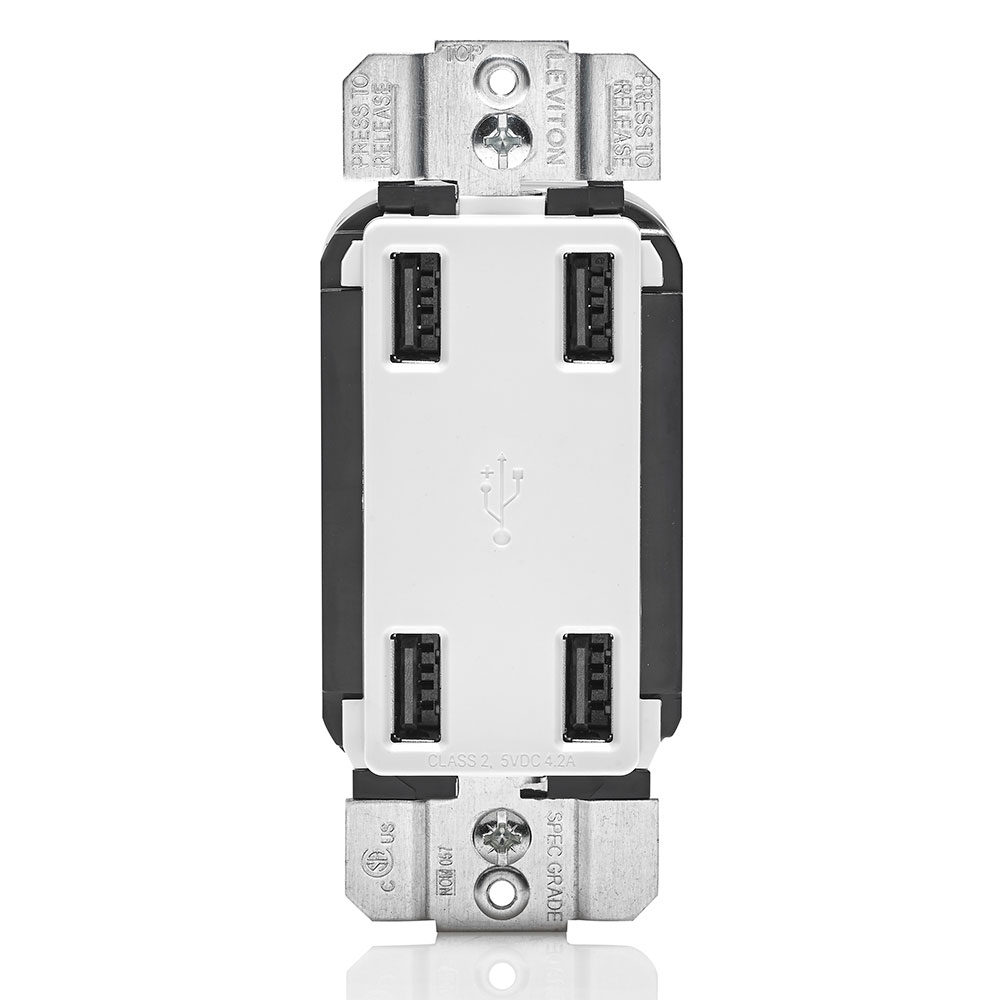 Product image for LEV USB4P-W WH 4-PORT DEC USB CHARG