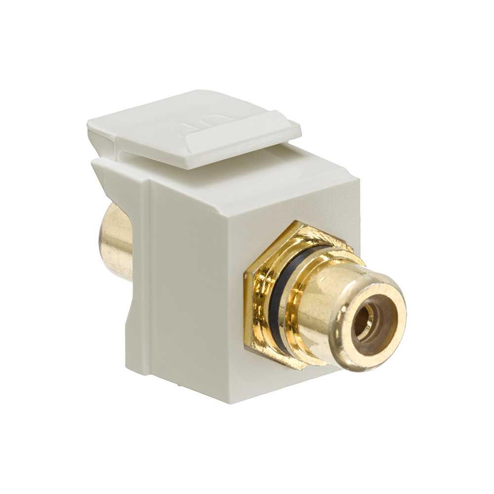 Product image for Leviton 40830-BIE Female-to-Female Gold Plated Ivory Plastic Snap-In Surface/Flush Mount Feed-Through RCA Connector
