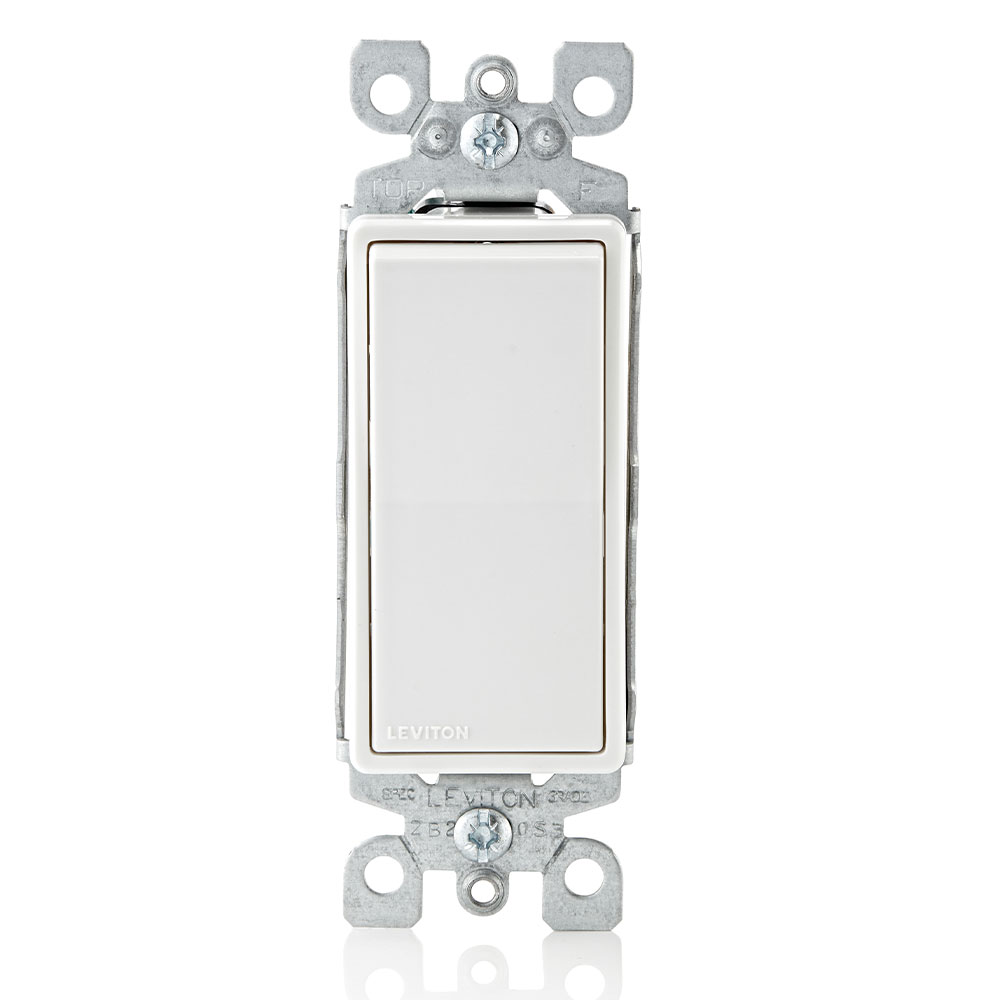 Product image for Leviton 5601-2W 15amp White Single Pole Decora Switch