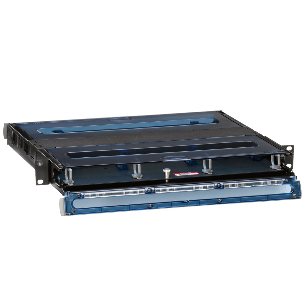 Product image for Leviton 5R1UH-S03 19 x 1.73 Inch Black 16 Gauge Steel Rack Mount 1-Unit Empty Fiber Optic Enclosure