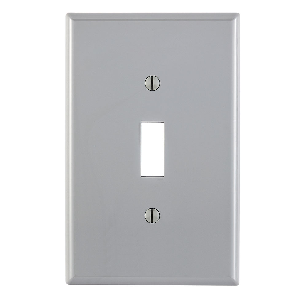 Product image for Leviton PJ1-GY 1-Gang Midway Size Device Mount Gray Toggle Wallplate