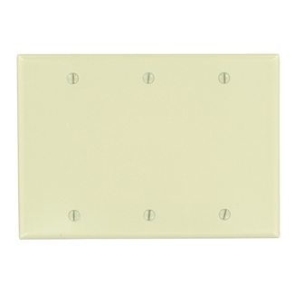 Product image for Leviton 86033 3-Gang Blank Wallplate, Thermoset, Ivory