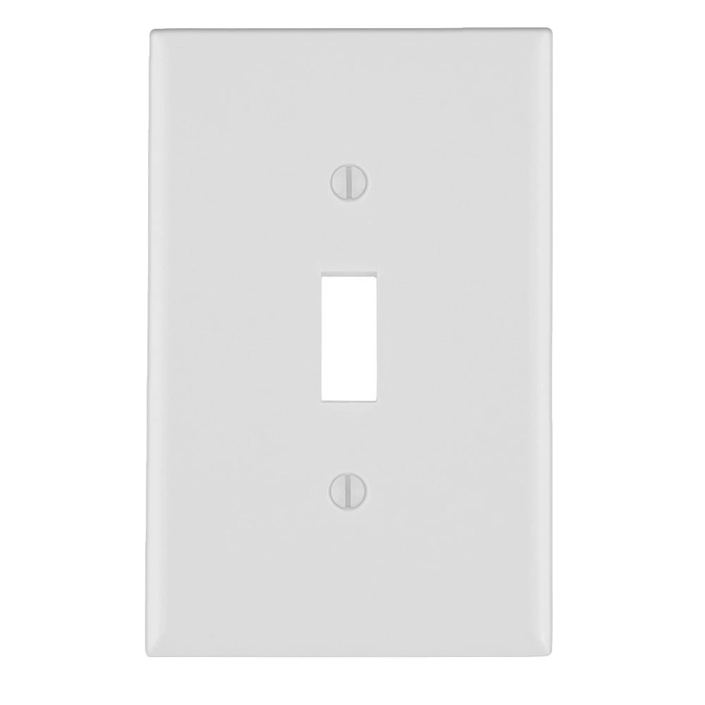 Product image for Leviton 88001 1-Gang Toggle Switch Wallplate, Thermoset, White