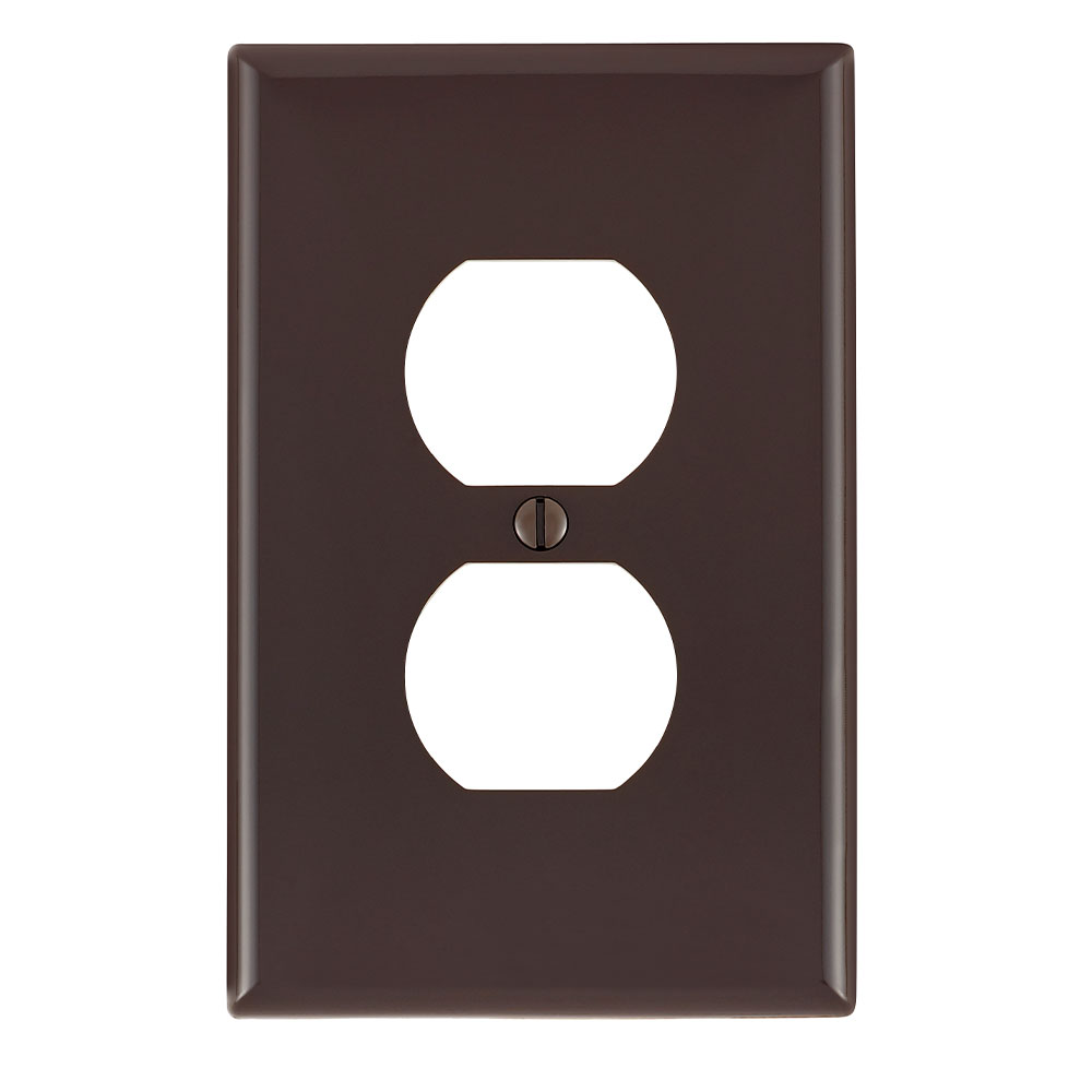 Product image for Leviton PJ8 1-Gang Midway Size Brown Duplex Receptacle Wallplate