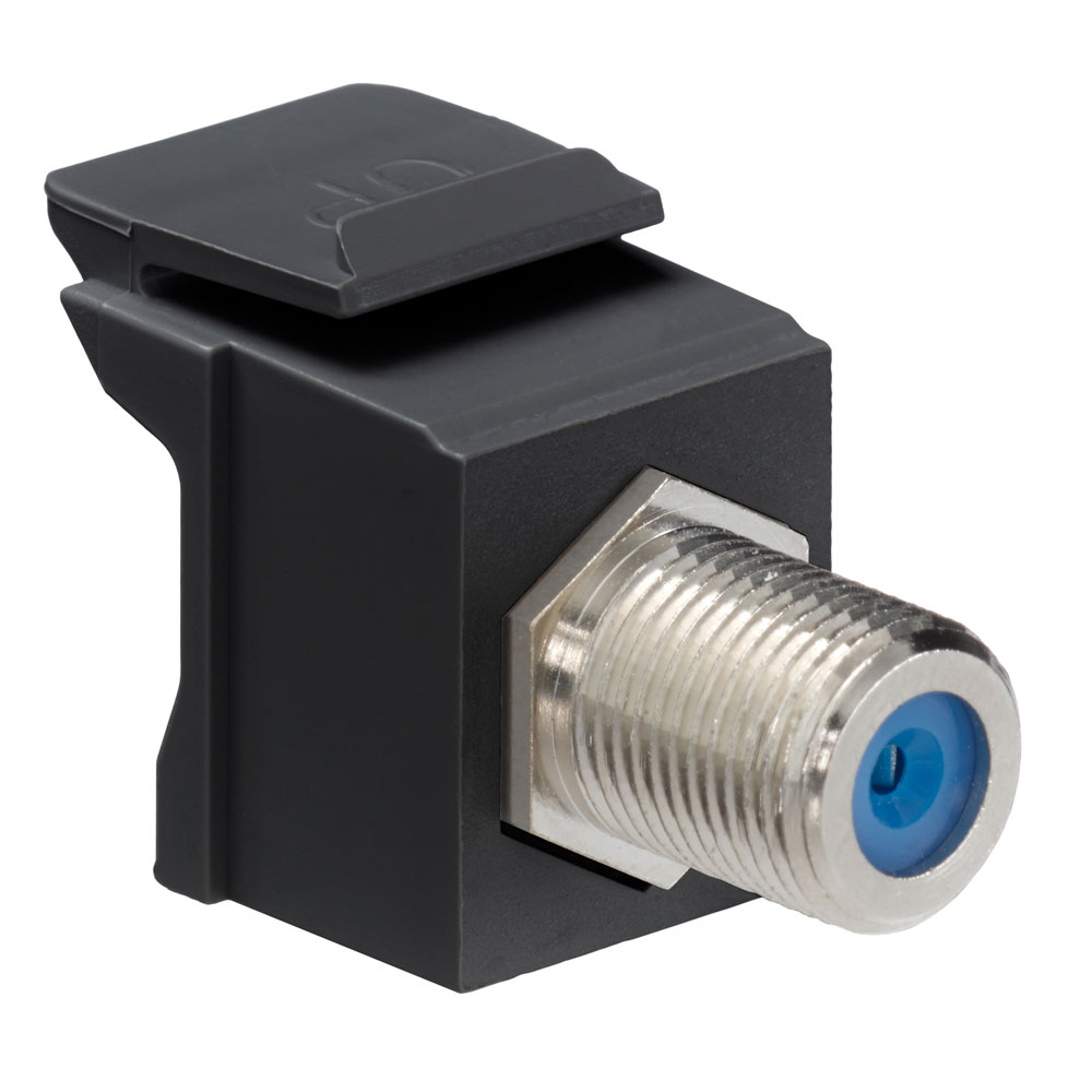 Product image for Leviton 41084-FEF 75 Ohm Nickel Plated Black Plastic Female-to-Female Screw-On Feed-Through F-Connector