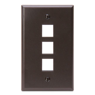 Product image for Leviton 41080-3BP 2.75 x 0.45 x 4.5 Inch 1-Gang 3-Port Brown Plastic Flush Mount Wallplate