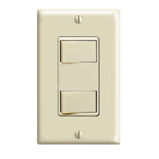 Product image for Leviton 1754-I 120 Volt 15 Amp 1-Pole Ivory Thermoplastic Non-Grounding Push-In Dual Rocker Decorator Combination Switch