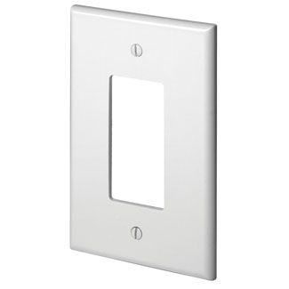 Product image for Leviton 88601 3.5 x 0.255 x 5.25 Inch 1-Gang Smooth White Thermoset Device Mount Oversize Decorator/GFCI Wallplate