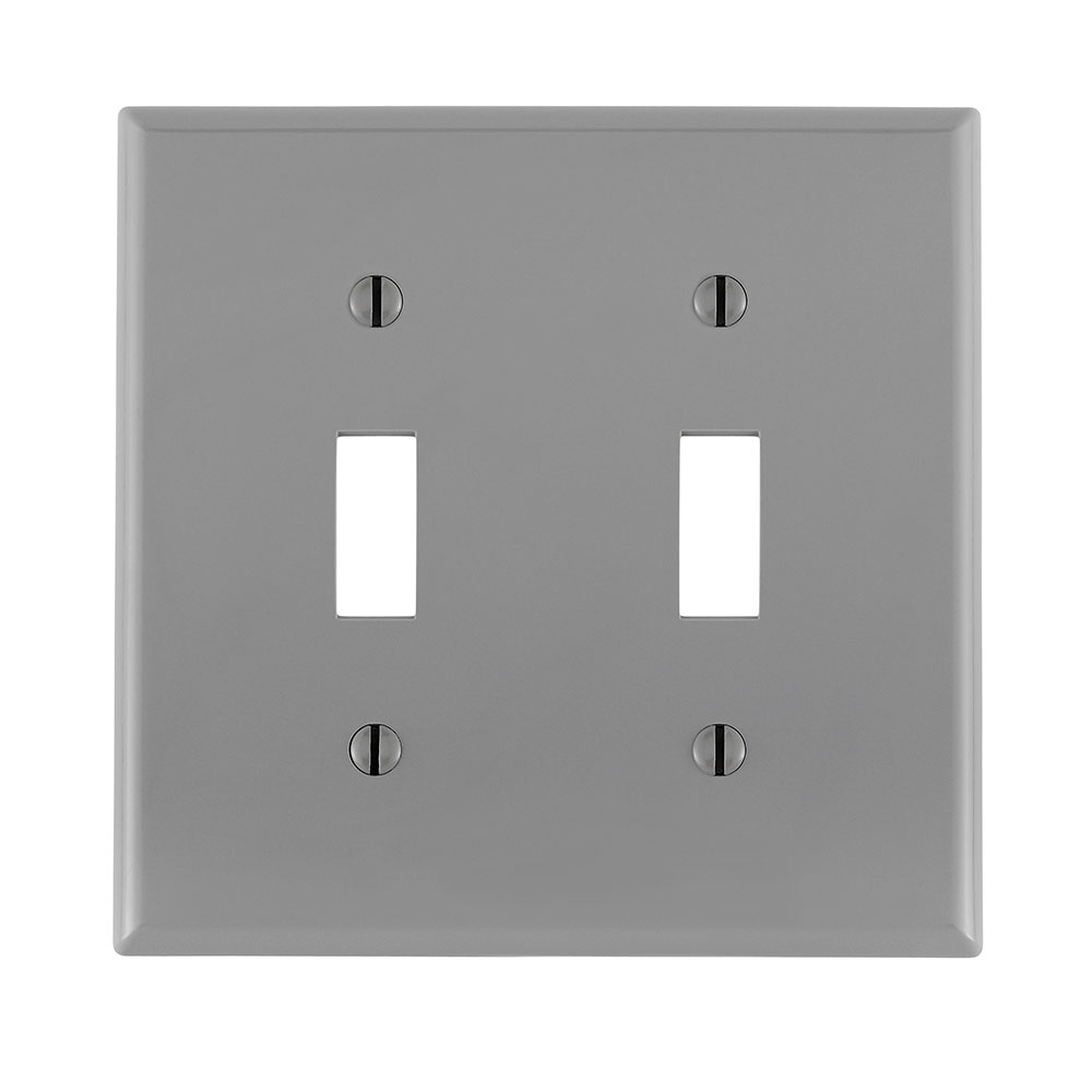 Product image for Leviton 80709-GY 2-Gang Toggle Device Mount Switch Standard Size Thermoplastic Nylon Grey Wallplate