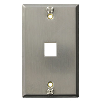 Product image for Leviton 4108W-SP 2.75 x 0.45 x 4.5 Inch 1-Gang Brushed Stainless Steel Flush/Recessed Telephone Wallplate