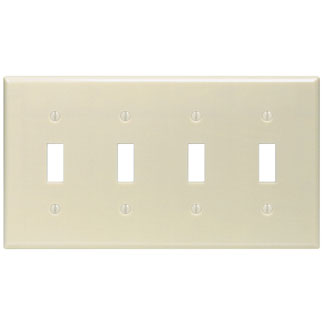 Product image for Leviton 86012 4-Gang Toggle Switch Wallplate, Thermoset, Ivory