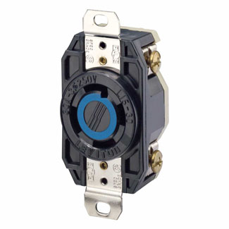 Product image for Leviton 2720 30amp 250v 3-Phase Black Locking Single Flush Receptacle, 3-Pole 4-Wire, Industrial Grade