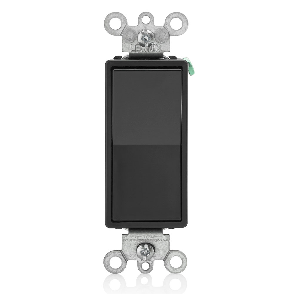 Product image for Leviton 5604-2E 15 Amp 120/277 Volt Decora Rocker 4-Way Grounding Quickwire Push-In and Side Wired Black AC Quiet Switch