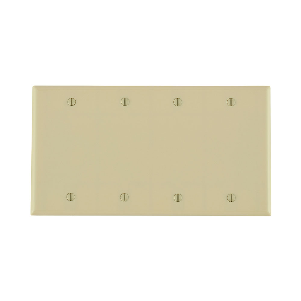 Product image for Leviton 86064 8.19 x 0.22 x 4.5 Inch 4-Gang Smooth Ivory Thermoset Box Mount Standard Blank Wallplate