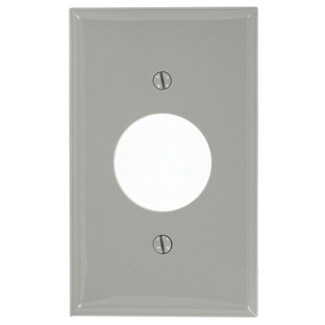 Product image for Leviton 80704-GY 1-Gang Single 1.406 Inch Hole Device Mount Receptacle Standard Size Grey Wallplate