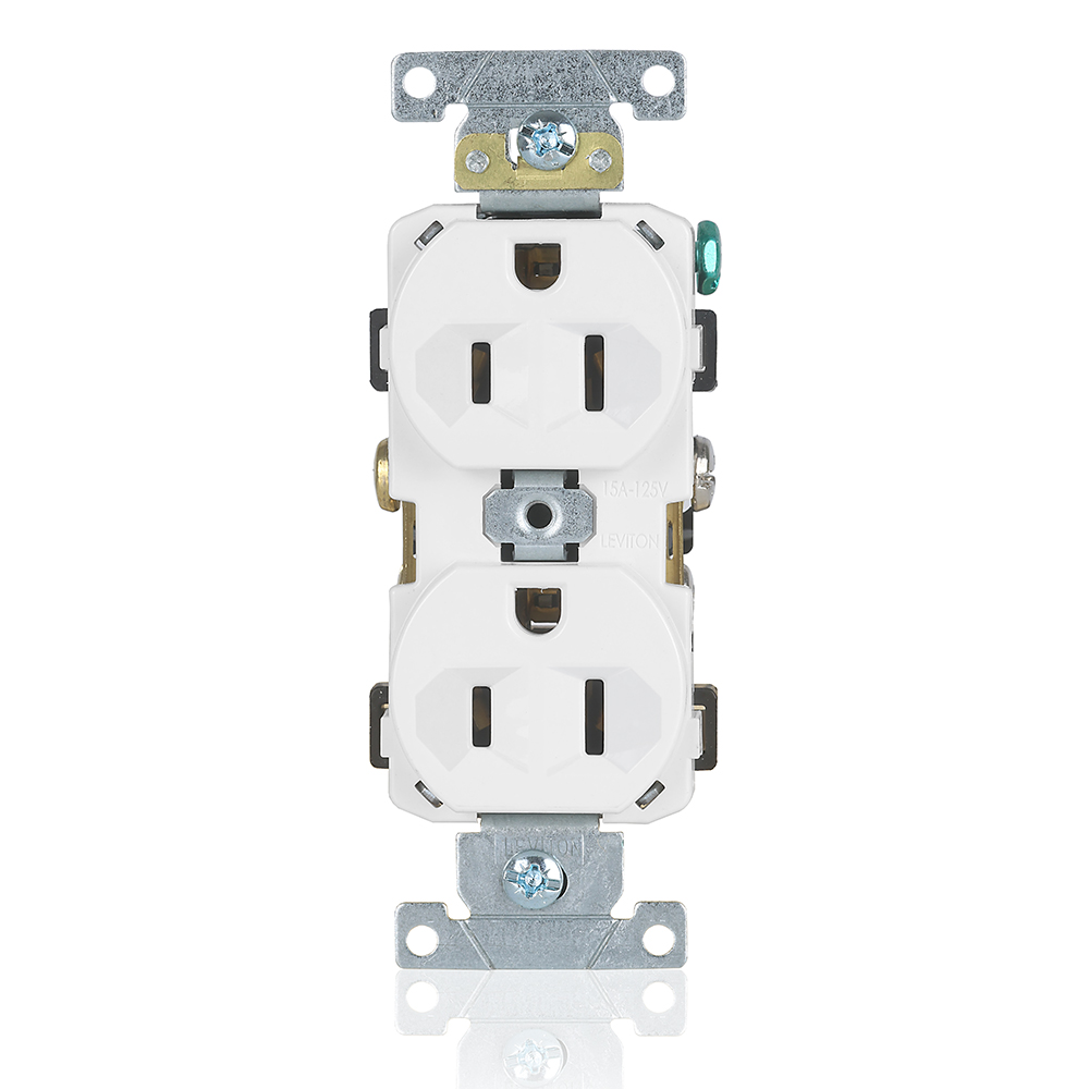Product image for Leviton BR15-W 15amp Commercial Grade White Duplex Receptacle