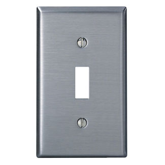Product image for Leviton 84001 1-Gang Toggle Switch Wallplate, 430 Stainless Steel