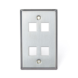 Product image for Leviton 43080-1S4 2.78 x 0.45 x 4.5 Inch Brushed 304 Stainless Steel Snap-In Standard Wallplate
