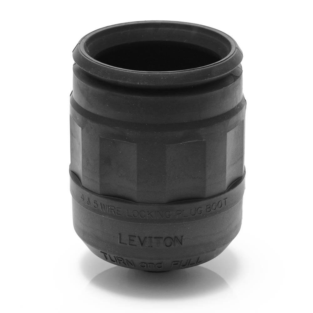 Product image for Leviton 6033 20/30 Amp 4/5-Wire Black Thermoplastic Elastomer Locking Plug Boot