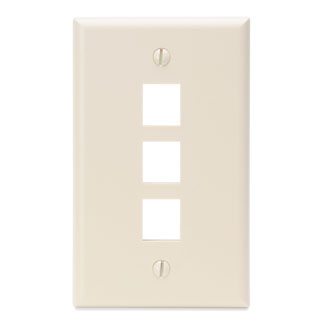 Product image for Leviton 41080-3TP 2.75 x 0.45 x 4.5 Inch 1-Gang 3-Port Light Almond Plastic Flush Mount Wallplate