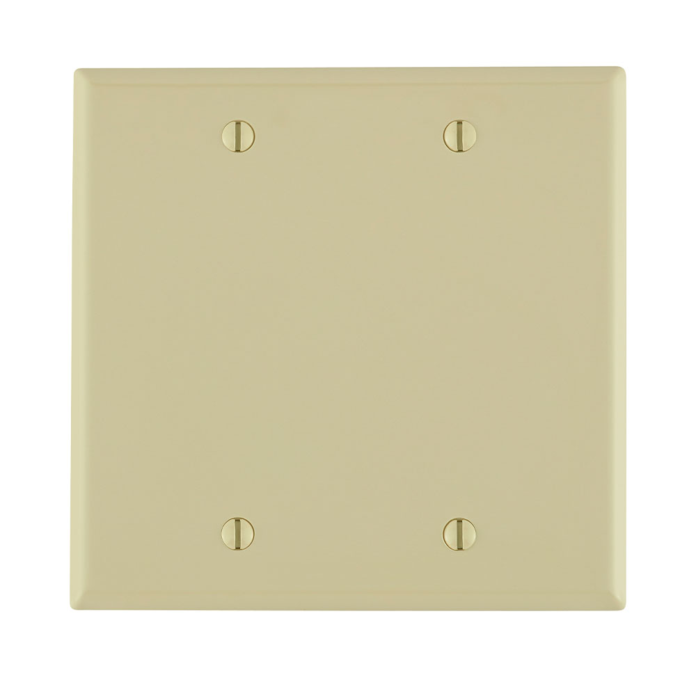 Product image for Leviton 80725-I 4.56 x 0.22 x 4.5 Inch 2-Gang Smooth Ivory Thermoplastic Nylon Box Mount Standard Blank Wallplate