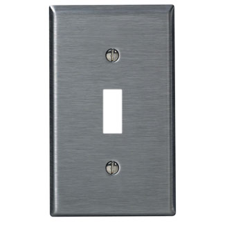 Product image for Leviton 84001-40 1-Gang Toggle Switch Wallplate, 302 Stainless Steel