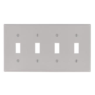 Product image for Leviton 87012 4-Gang Toggle Device Mount Switch Standard Size Thermoset Grey Wallplate