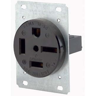 Product image for Leviton 8460 250 Volt 60 Amp 3-Pole 4-Wire NEMA 15-60R 10 Hp Black Nylon Flush Mount Straight Blade Receptacle