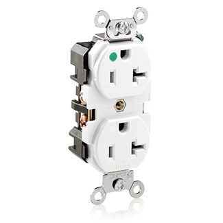 Product image for Leviton 8300-W  20amp 125volt Extra Heavy-Duty Hospital Grade Duplex Receptacle, Straight Blade, Back & Side Wired - White