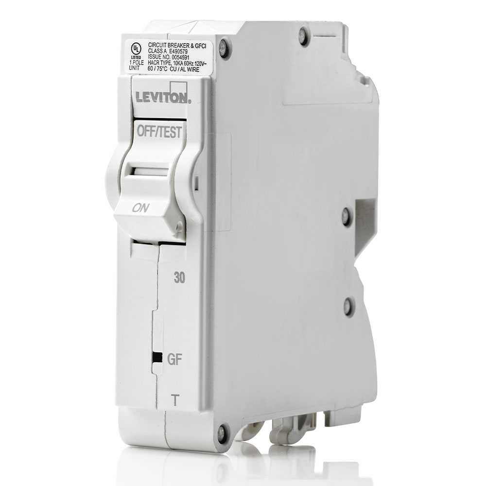 LEV LB130-GFT 30A 1-POLE TM GFCI BR Product image for LEV LB130-GFT 30A 1-POLE TM GFCI BR