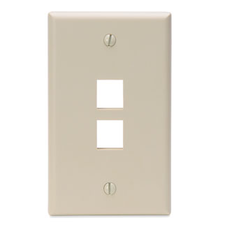 Product image for Leviton 41080-2IP 2.75 x 0.45 x 4.5 Inch 1-Gang 2-Port Ivory Plastic Flush Mount Wallplate