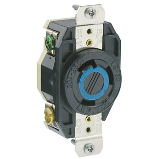 Product image for Leviton 2620 30amp 250v Black Locking Single Flush Receptacle, 2-Pole 3-Wire, Industrial Grade