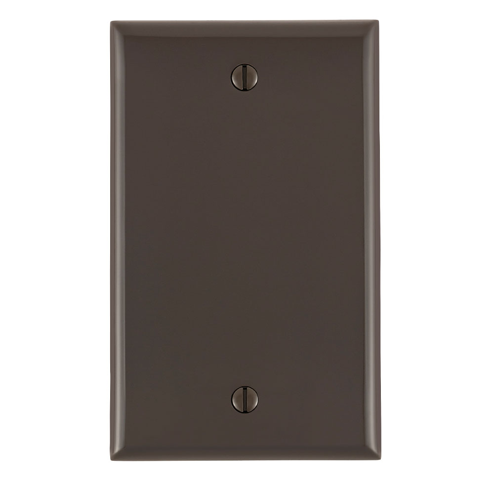 Product image for Leviton 80714 1-Gang No Device Blank Standard Size Thermoplastic Nylon Box Mount Brown Wallplate