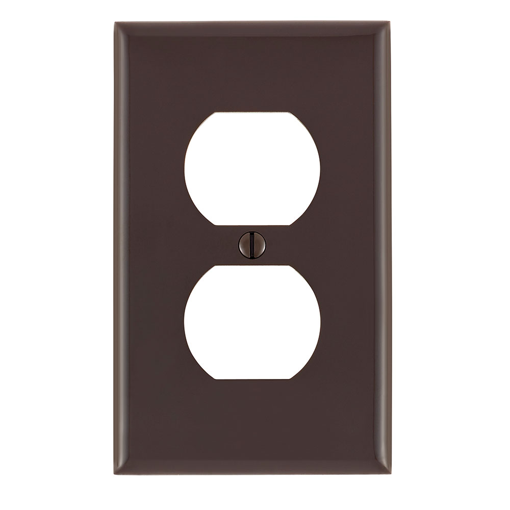 Product image for Leviton 80703 2.75 x 0.215 x 4.5 Inch 1-Gang Smooth Brown Thermoplastic Nylon Device Mount Standard Receptacle Wallplate