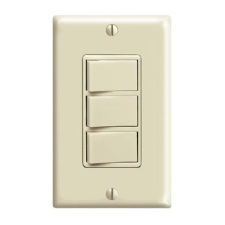 Product image for Leviton 1755-I 120 Volt 15 Amp 1-Pole Ivory Thermoplastic Non-Grounding Triple Rocker Decorator Combination Switch