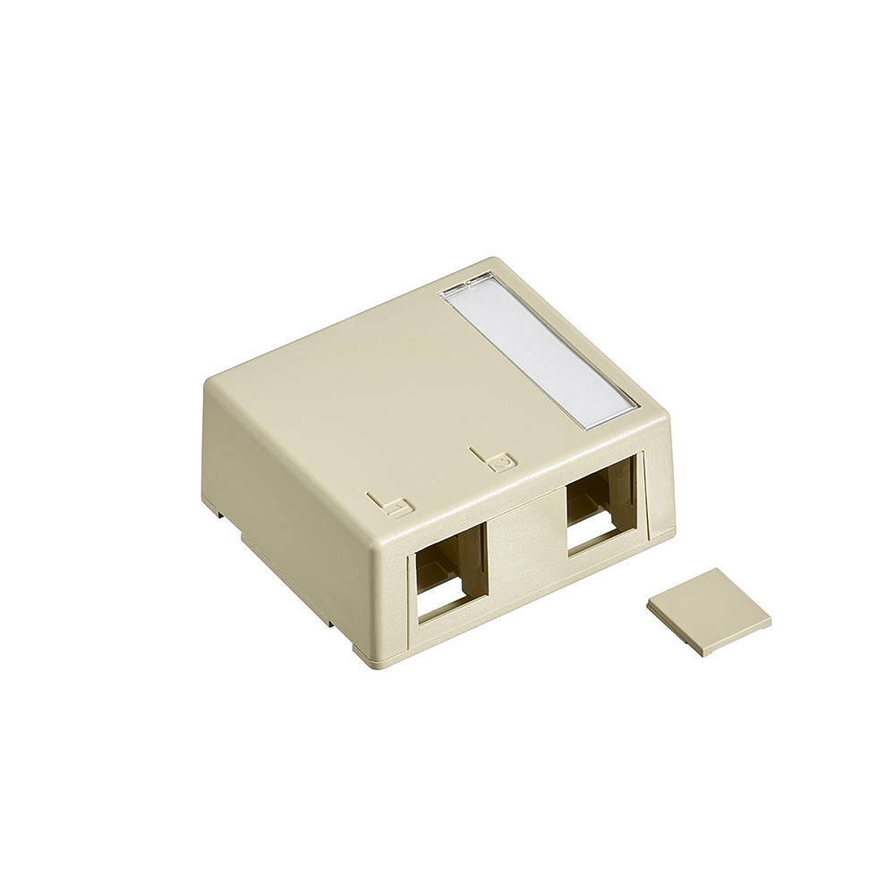 Product image for Leviton 41089-2IP 2.52 x 2.22 x 1.1 Inch 2-Port Ivory Plastic Surface Mount Connector Module Box