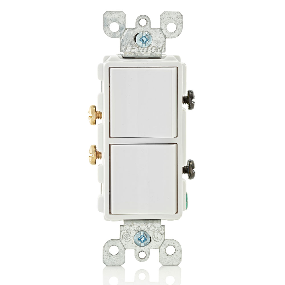 Product image for Leviton 5634-W 120/277 Volt 15 Amp 1-Pole 2 Hp White Thermoplastic Grounding Decorator AC Combination Switch