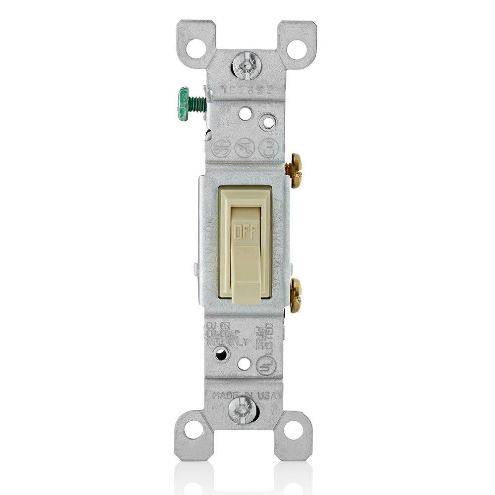 Product image for Leviton 1451-2I 15amp Ivory Single Pole Toggle Switch