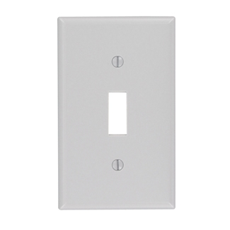 Product image for Leviton 87001 2.75 x 0.22 x 4.5 Inch 1-Gang Smooth Gray Thermoset Device Mount Standard Toggle Switch Wallplate